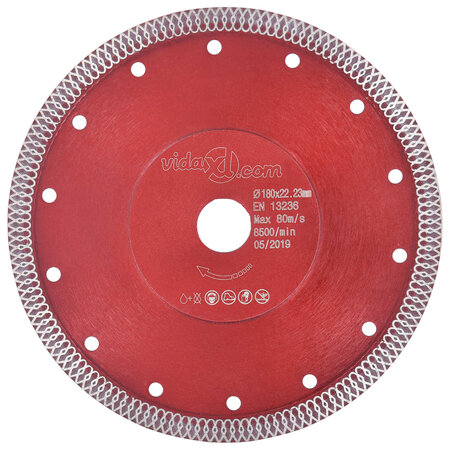 vidaXL Disque de coupe diamanté avec trous Acier 180 mm