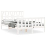 vidaXL Cadre de lit avec tête de lit blanc 140x190 cm bois massif