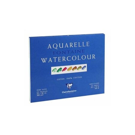 Bloc fontaine 25f 1/2 satiné 18x24 300g encollé 4 côtés clairefontaine