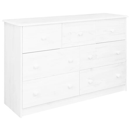 vidaXL Buffet 7 tiroirs Blanc 113x35x73 cm Bois de pin massif