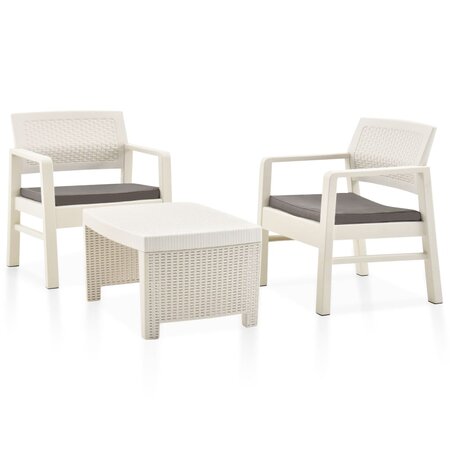 vidaXL Salon de jardin 3 Pièces Plastique Blanc
