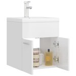 vidaXL Armoire d'évier avec lavabo intégré Blanc brillant Aggloméré