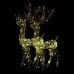 vidaXL Décorations de Noël de renne Acrylique 2 Pièces 120 cm Blanc chaud
