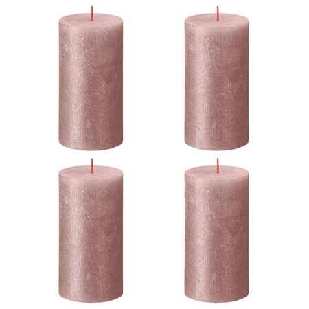 Bolsius Bougies pilier rustiques Shimmer 4 Pièces 130x68 mm Rose
