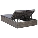 vidaXL Chaise longue double avec coussin Résine tressée Gris