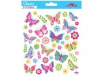 Autocollants - Papillons colorés roses - Dorures et paillettes