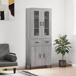 vidaXL Buffet haut Sonoma gris 69 5x34x180 cm Bois d'ingénierie