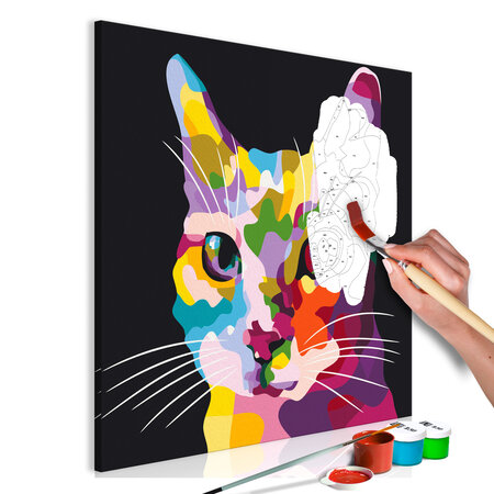 Tableau à peindre par soi-même - spotted cat l x h en cm 40x40