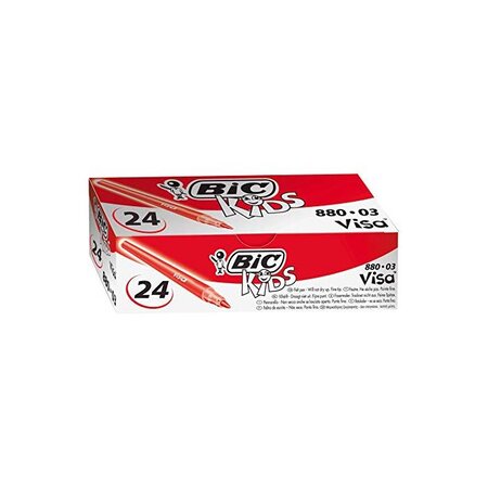Boîte de 24 feutres de coloriage KIDS VISA Pte fine bloquée rouge BIC