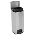 vidaXL Poubelle à pédale anti-empreinte 30 L Argenté Acier inoxydable