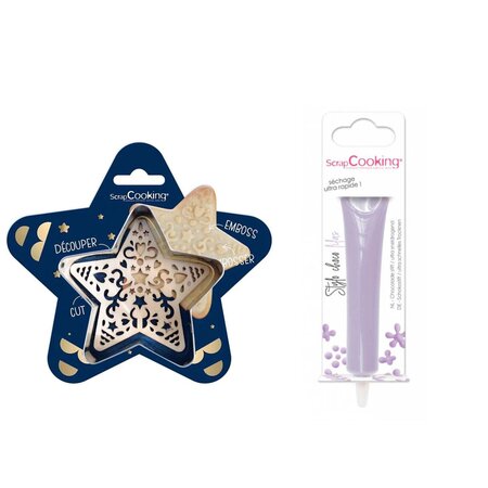 Kit pour biscuit en relief Étoile + Stylo au chocolat lilas