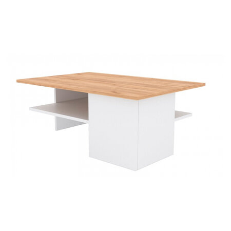 Table basse en bois Moderne blanc plateau chêne 90 x 35 5 x 60 cm