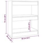 vidaXL Bibliothèque/Séparateur de pièce Gris béton 60x30x72 cm