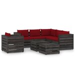 vidaXL Salon de jardin 8 Pièces avec coussins Bois imprégné de gris