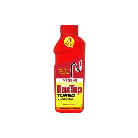 Gel Déboucheur Javel Turbo 5 Minutes 1 Litre Concentré DESTOP