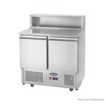 Table pizza réfrigérée avec marbre toit inox - 2 portes 5 gn 1/3 - atosa - r600a - acier inoxydable2300900pleine x700x1155mm