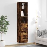 vidaXL Buffet haut Chêne fumé 34 5x34x180 cm Bois d'ingénierie