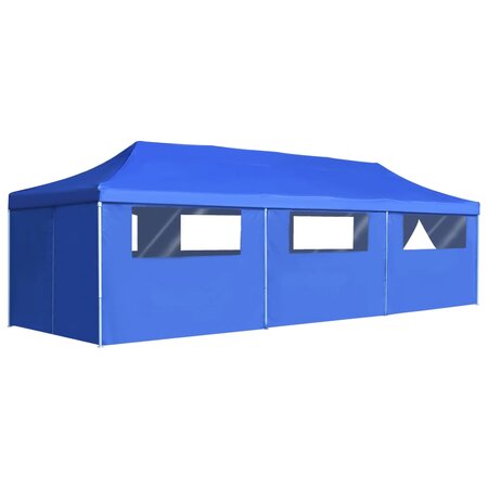vidaXL Tente de réception pliable avec 8 parois 3x9 m Bleu