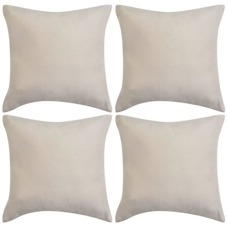 vidaXL Housse de coussin 4 Pièces 50 x 50 cm Polyester Faux Daim Beige