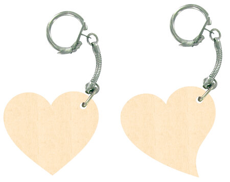 Porte-clés en bois Coeurs 5 cm 4 pièces