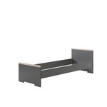 LONDON Anthracite Lit + Chevet 2 tiroirs + Armoire 3 portes + Lit gigogne