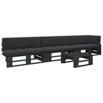 vidaXL Salon de jardin palette 4Pièces avec coussins pin imprégné de noir