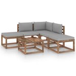 vidaXL Salon de jardin 6 Pièces avec coussins gris