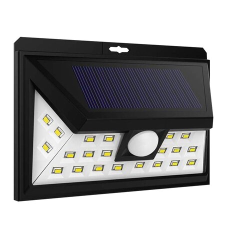 Projecteur solaire applique murale delta 45 noir plastique 250lm