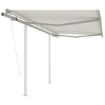 vidaXL Auvent rétractable automatique et poteaux 3x2 5 m Crème