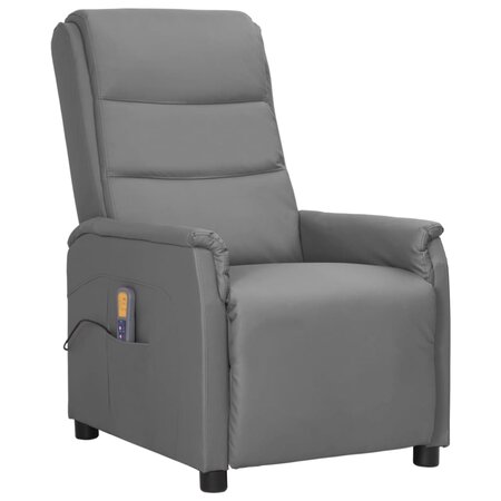 vidaXL Fauteuil de massage Gris Similicuir