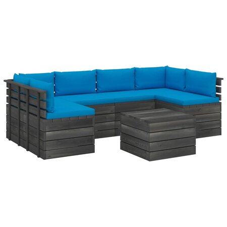 vidaXL Salon palette de jardin 7 Pièces avec coussins Bois de pin massif