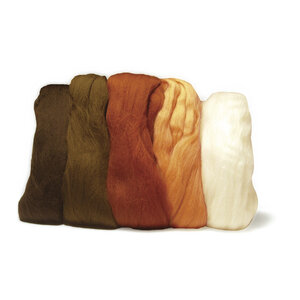 Laine cardée Mérino extra fine Teintes brunes 18 mic 5 couleurs à 10g