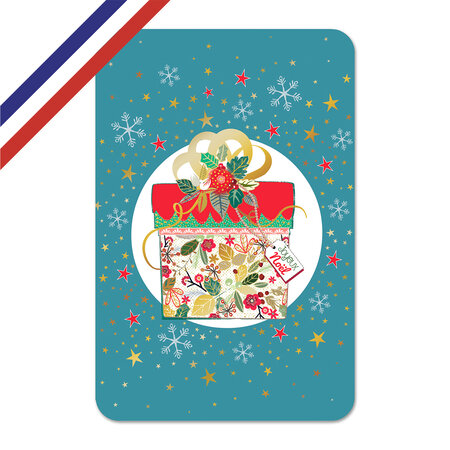 Carte double joyeux noël cadeau décoré