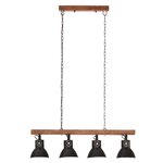 vidaXL Plafonnier industriel Noir E27 Bois de manguier