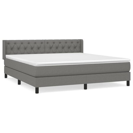 vidaXL Lit à sommier tapissier avec matelas Gris foncé 160x200cm Tissu
