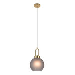 Lampe sphérique en suspension en en verre fumé mat Ø25 cm et 150 cm de cordon