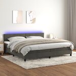 vidaXL Sommier tapissier matelas et LED Gris foncé 200x200 cm Velours