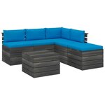 vidaXL Salon palette de jardin 6 Pièces avec coussins Bois de pin