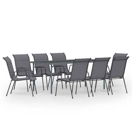 vidaXL Mobilier de salle à manger d'extérieur 9 Pièces Acier Anthracite