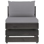 vidaXL Salon de jardin 7 Pièces avec coussins Bois imprégné de gris