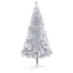 vidaXL Sapin de Noël artificiel avec support argenté 210 cm PET