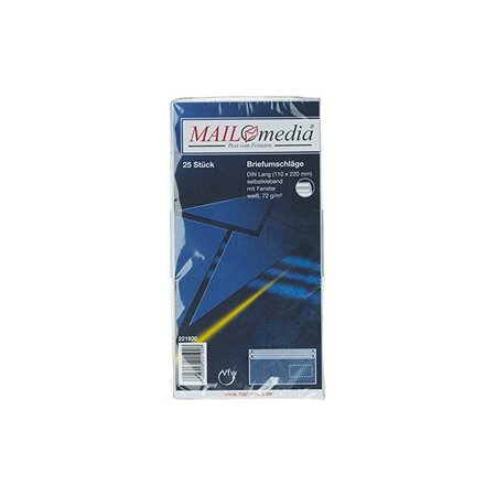 Paquet de 25 Enveloppe offset DIN 110x220 mm avec fenêtre à GAUCHE blanche