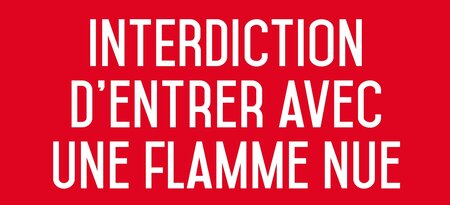 Autocollant vinyl - interdiction d'entrer avec une flamme nue - l.200 x h.100 mm uttscheid