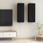 vidaXL Meubles TV 2 Pièces Noir 30 5x30x90 cm Aggloméré
