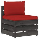 vidaXL Canapé de jardin 3 places avec coussins Bois imprégné de gris
