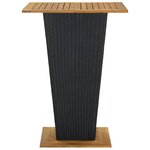 vidaXL Table de bar Noir 80x80x110 cm Résine tressée et bois d'acacia