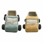 2 camions de rangement enfant - bleu et jaune - 8 x 14 x 21 cm et 8 x 14 x 24 cm