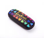 Boîte à lunettes noire - Cœurs multicolores