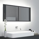 vidaXL Armoire de salle de bain à miroir LED Gris 100x12x45 Acrylique