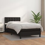 vidaXL Lit à sommier tapissier avec matelas Noir 90x190 cm Similicuir